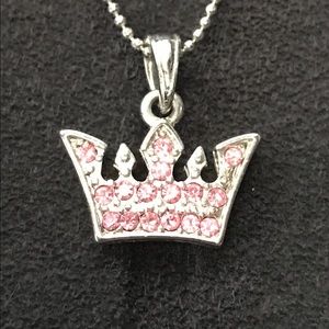 Pink Princess Crown Pendant Necklace